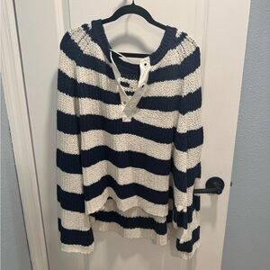 Anthropologie Stripes Knot Bell Sleeve Sweater